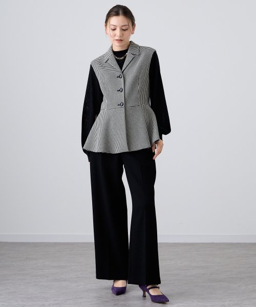 【セットアップ対応商品】モノトーンワッフルペプラムジレ 着用サイズ なし