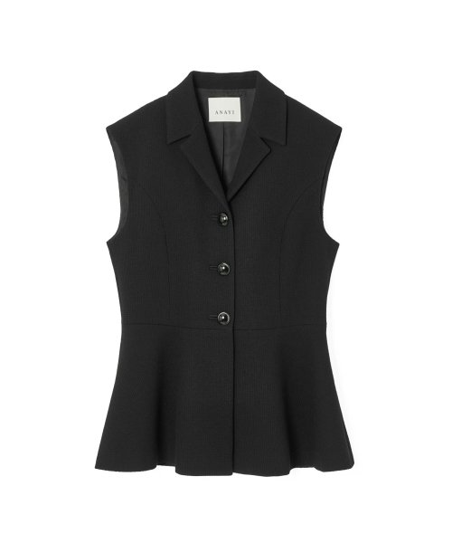 【セットアップ対応商品】モノトーンワッフルペプラムジレ 着用サイズ なし