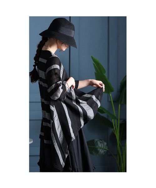 Sawa a la mode(サワアラモード)/ランダムチェックなアシメ裾のフレアチュニック/img07