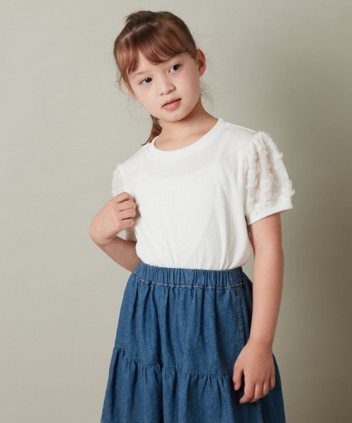 a.v.v(KID'S)(アー・ヴェ・ヴェキッズ)/[100－130]【セットアップ対応】パフスリーブ異素材Ｔシャツ/img16