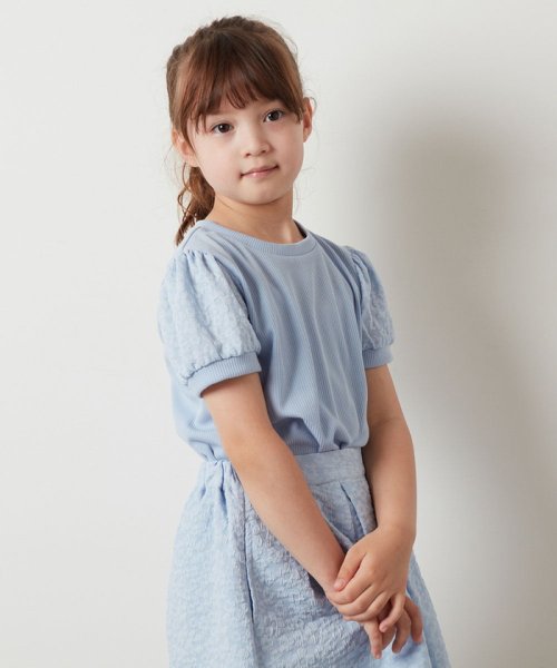 a.v.v(KID'S)(アー・ヴェ・ヴェキッズ)/[100－130]【セットアップ対応】パフスリーブ異素材Ｔシャツ/img24