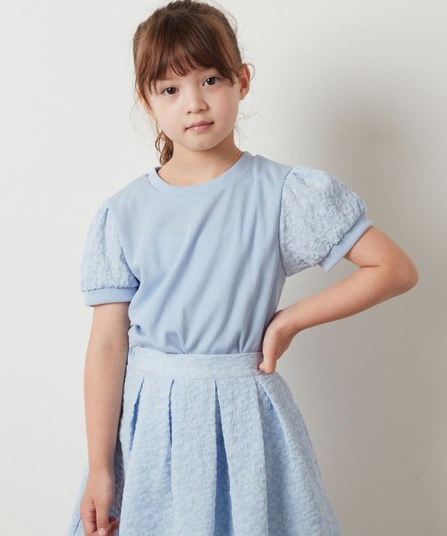 a.v.v(KID'S)(アー・ヴェ・ヴェキッズ)/[100－130]【セットアップ対応】パフスリーブ異素材Ｔシャツ/img25