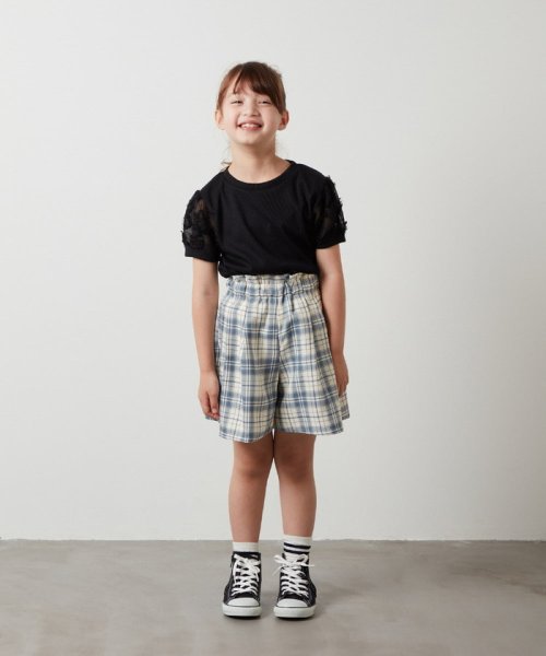 a.v.v(KID'S)(アー・ヴェ・ヴェキッズ)/[140－150]【セットアップ対応】パフスリーブ異素材Ｔシャツ/img11