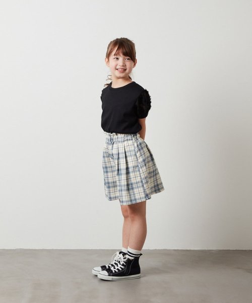 a.v.v(KID'S)(アー・ヴェ・ヴェキッズ)/[140－150]【セットアップ対応】パフスリーブ異素材Ｔシャツ/img13