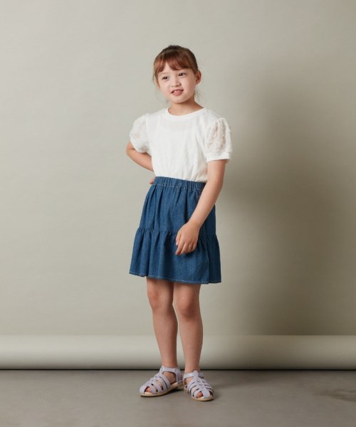 a.v.v(KID'S)(アー・ヴェ・ヴェキッズ)/[140－150]【セットアップ対応】パフスリーブ異素材Ｔシャツ/img20