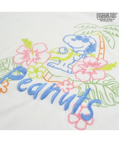  PEANUTS( ピーナッツ)/スヌーピー Tシャツ 刺繍 半袖 線画 夏 サーフィン 南国 PEANUTS SNOOPY/img02