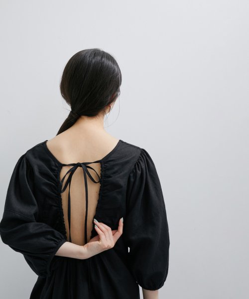 【逸品シリーズ】リネンボリュームスリーブワンピース 逸品シリーズ