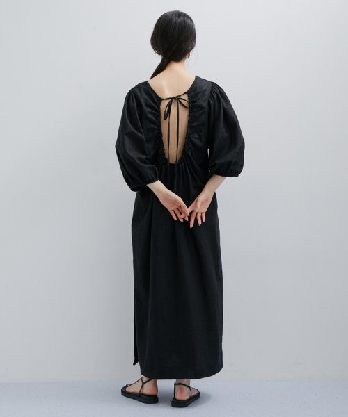 【逸品シリーズ】リネンボリュームスリーブワンピース 逸品シリーズ