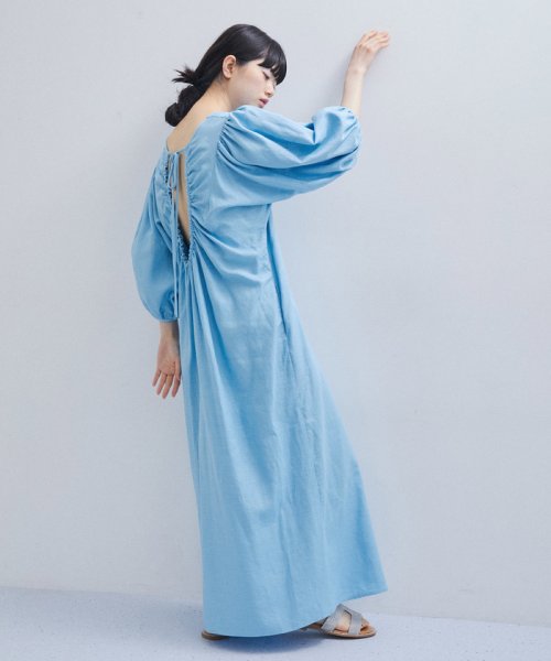 【逸品シリーズ】リネンボリュームスリーブワンピース 逸品シリーズ