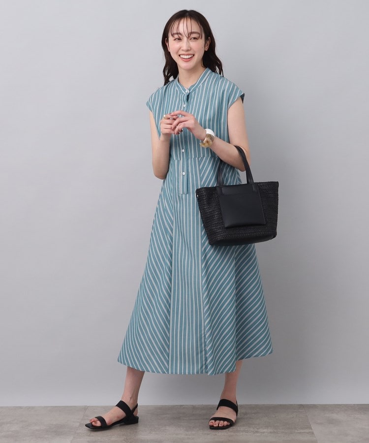 セール】【すっきり清涼感／洗える】カバリングストライプワンピース