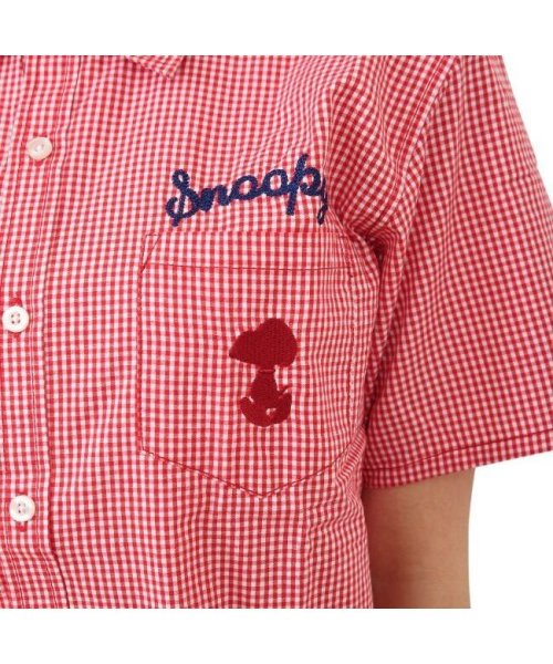  PEANUTS( ピーナッツ)/スヌーピー チェック シャツ ギンガムチェック 半袖 刺繍 S M L/img04