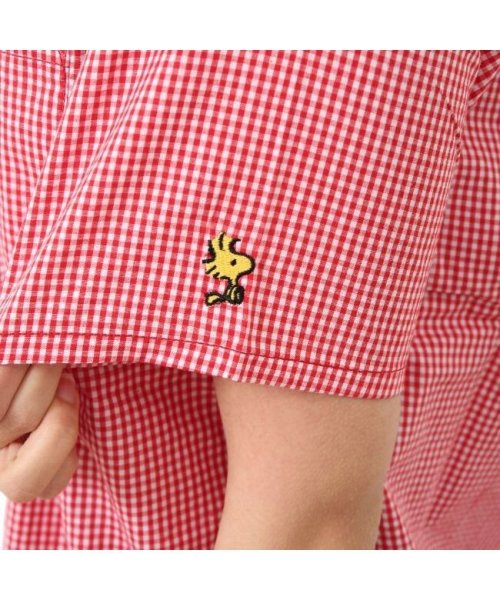  PEANUTS( ピーナッツ)/スヌーピー チェック シャツ ギンガムチェック 半袖 刺繍 S M L/img06