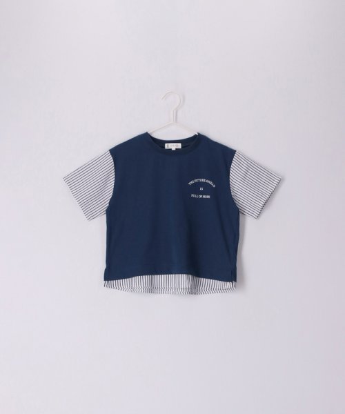 ROPE' PICNIC　KIDS(ロぺピクニックキッズ)/【KIDS】UNISEX袖ストライプドッキングTシャツ/img03