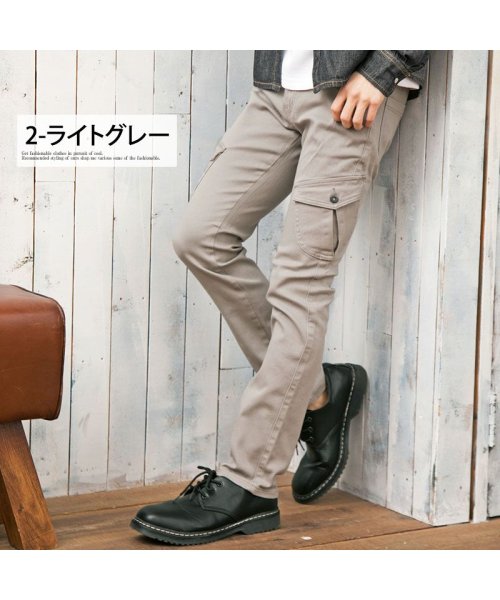 TopIsm(トップイズム)/カーゴパンツ メンズ デニム スキニーパンツ チノパン タイト 細身 ストレッチ スリムパンツ テーパードパンツ 綿パン コットンパンツ アメカジ ミリタリー/img04