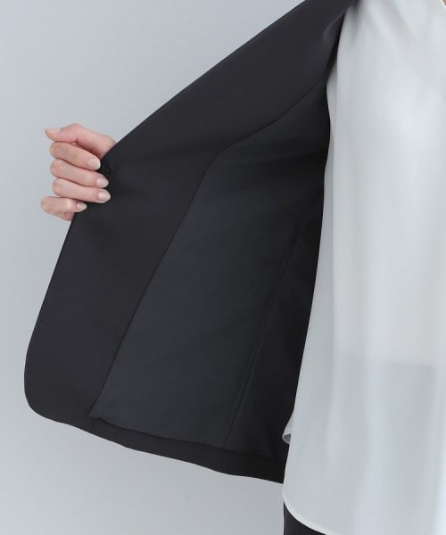 【定番スーツ/洗える/UVケア】ストレッチノーカラージャケット 