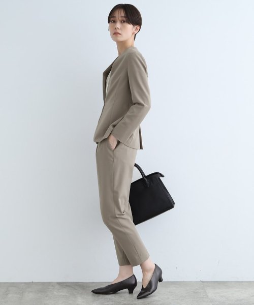 【定番スーツ/洗える/UVケア】ストレッチノーカラージャケット 