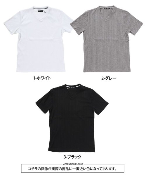 TopIsm(トップイズム)/Tシャツ メンズ 半袖 テレコ素材 無地 Vネック タイト 細身 カットソー スリム トップス ティーシャツ 春 夏/img16