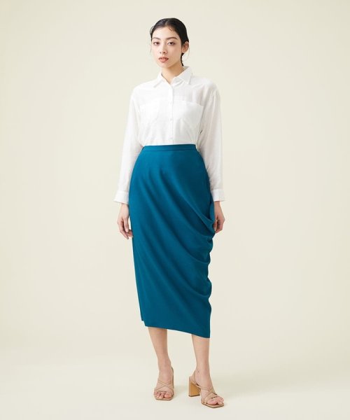 デニットジョーゼットサイドドレープスカート 人気・おすすめ｜使いやすい・旅行におすすめ 品質保証 全国発送 在庫限り