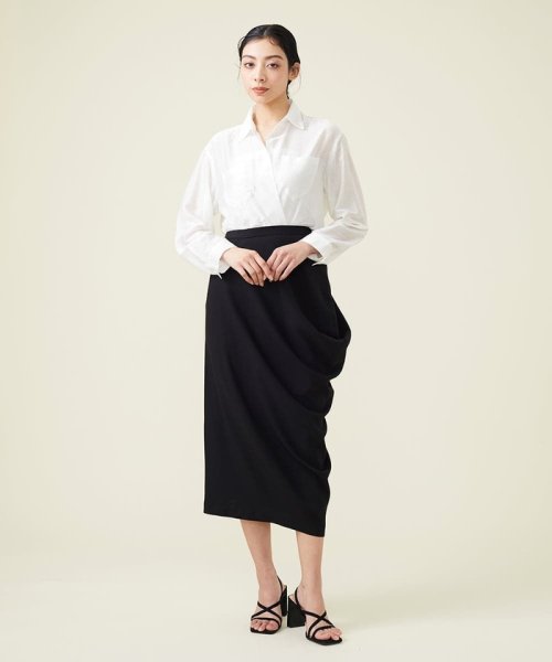 デニットジョーゼットサイドドレープスカート 人気・おすすめ｜使いやすい・旅行におすすめ 品質保証 全国発送 在庫限り