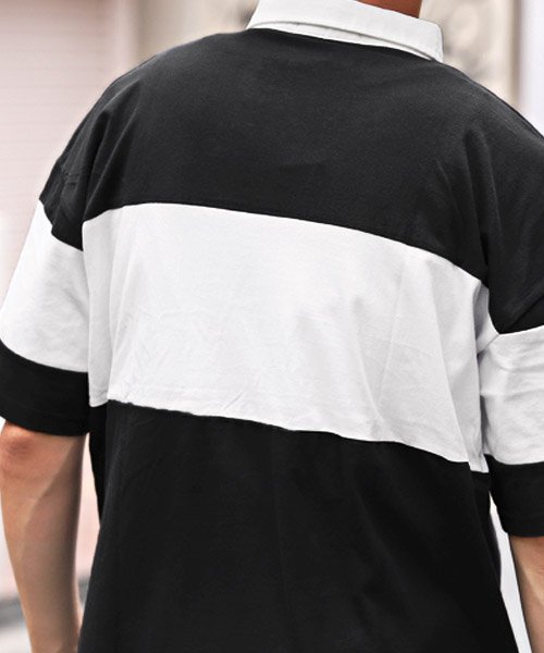 LUXSTYLE(ラグスタイル)/半袖BIGラガーシャツ/ラガーシャツ メンズ 半袖 ポロシャツ ビッグシルエット 切替 配色 バイカラー/img09