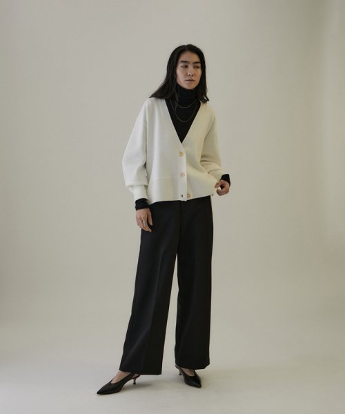 スウェットライクメタルボタンVネックカーディガン【洗える】 着用サイズ ■モデル身長