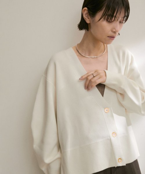 スウェットライクメタルボタンVネックカーディガン【洗える】 着用サイズ ■モデル身長