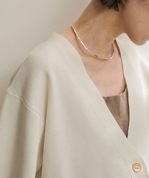 スウェットライクメタルボタンVネックカーディガン【洗える】 着用サイズ ■モデル身長