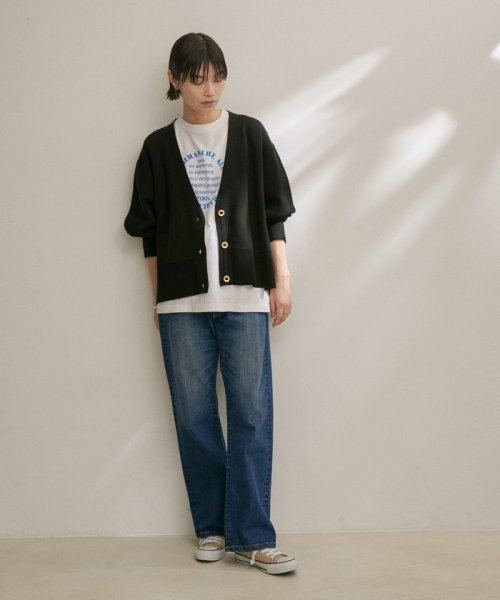 スウェットライクメタルボタンVネックカーディガン【洗える】 着用サイズ ■モデル身長