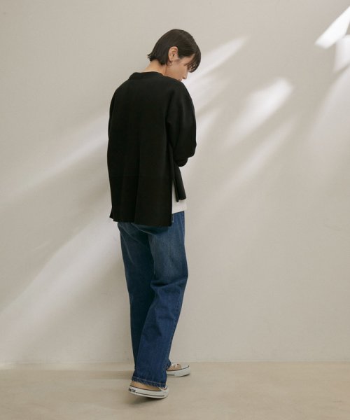 スウェットライクメタルボタンVネックカーディガン【洗える】 着用サイズ ■モデル身長