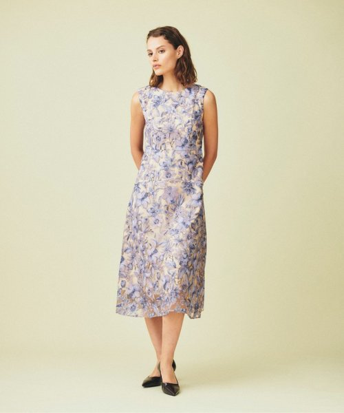 チュールフラワー刺繍ドレス 