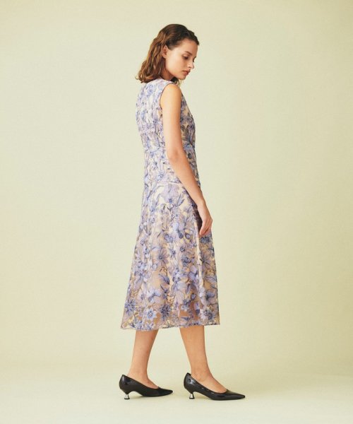 チュールフラワー刺繍ドレス 