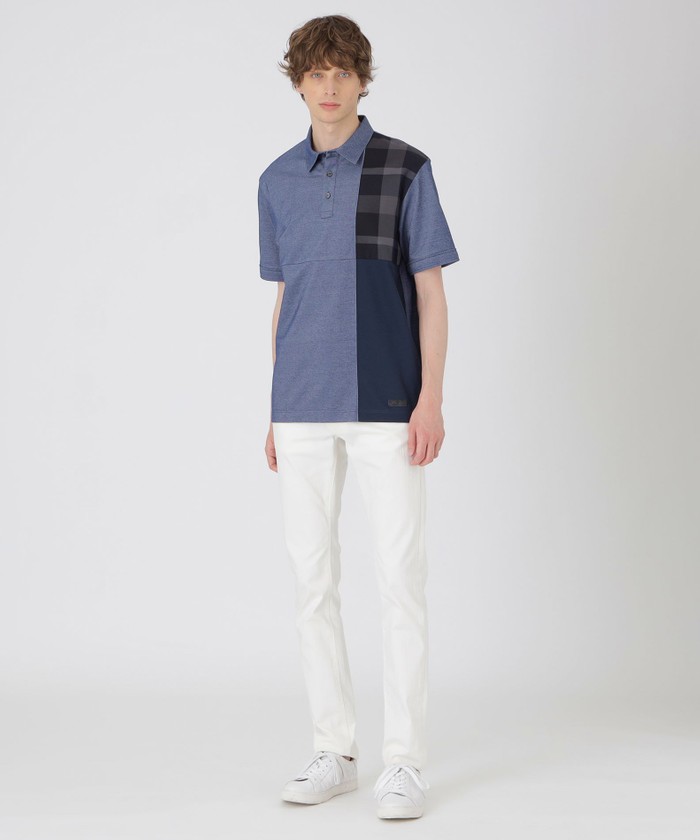 限定】チェックパッチワークポロシャツ(505440890)｜HANKYU