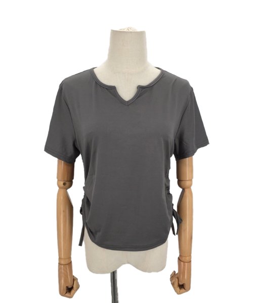 サイドドロストリボンシャツ 春 夏服 秋 韓国ファッション 10代 20代 30代 黒 Tシャツ レディース 無地 シンプル トップス 半袖 人気・おすすめ｜使いやすい・旅行におすすめ セール中 全国発送 即出荷モデル