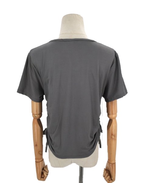 サイドドロストリボンシャツ 春 夏服 秋 韓国ファッション 10代 20代 30代 黒 Tシャツ レディース 無地 シンプル トップス 半袖 人気・おすすめ｜使いやすい・旅行におすすめ セール中 全国発送 即出荷モデル