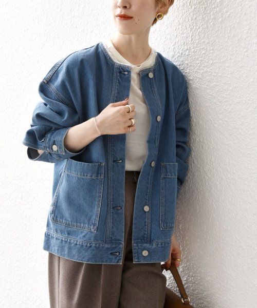 SHIPS any WOMEN(シップス　エニィ　ウィメン)/《一部追加予約》SHIPS any: ノーカラー デニム ブルゾン［SHIPS any DENIM］/img16