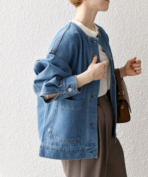 SHIPS any WOMEN(シップス　エニィ　ウィメン)/《一部追加予約》SHIPS any: ノーカラー デニム ブルゾン［SHIPS any DENIM］/img18