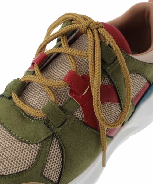 異素材コラージュ配色スニーカー 