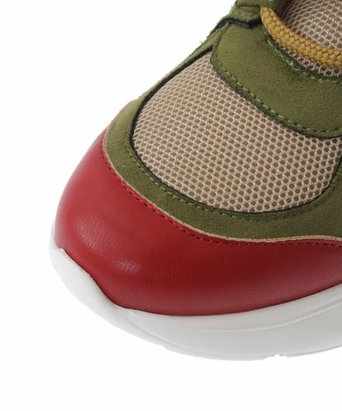 異素材コラージュ配色スニーカー 