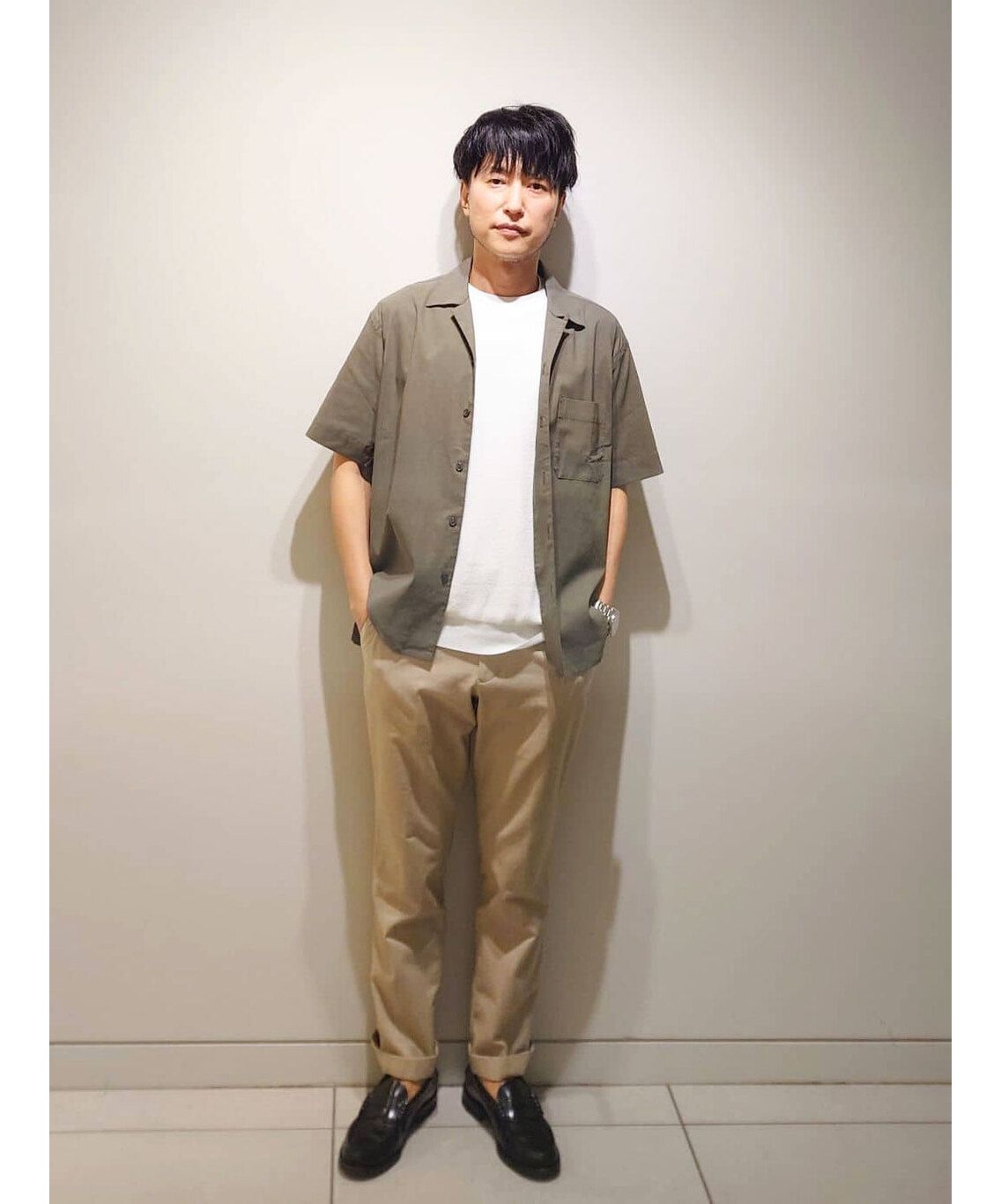 ハイストレッチリネン オープンカラーシャツ(505254333)|HANKYU MEN'S
