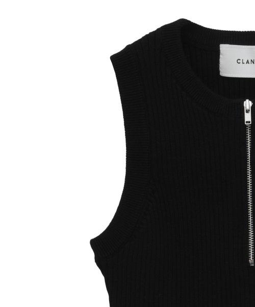 セール】SLEEVELESS ZIP RIB KNIT TOPS(505446465) | クラネ(CLANE 
