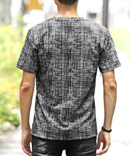 LUXSTYLE(ラグスタイル)/デジタルチェックVネックTシャツ/Tシャツ メンズ 半袖 半袖Tシャツ Vネック トップス カットソー/img01