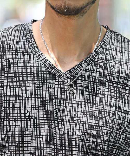 LUXSTYLE(ラグスタイル)/デジタルチェックVネックTシャツ/Tシャツ メンズ 半袖 半袖Tシャツ Vネック トップス カットソー/img07