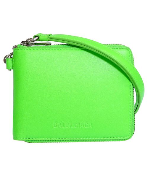 BALENCIAGA バレンシアガ ESSENTIAL エッセンシャル 二つ折り 財布 ネックストラップ付 レザー