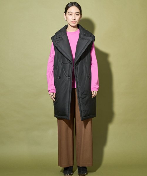 【Audrey and John Wad】コットンシルク厚中わたビッグカラーベスト 