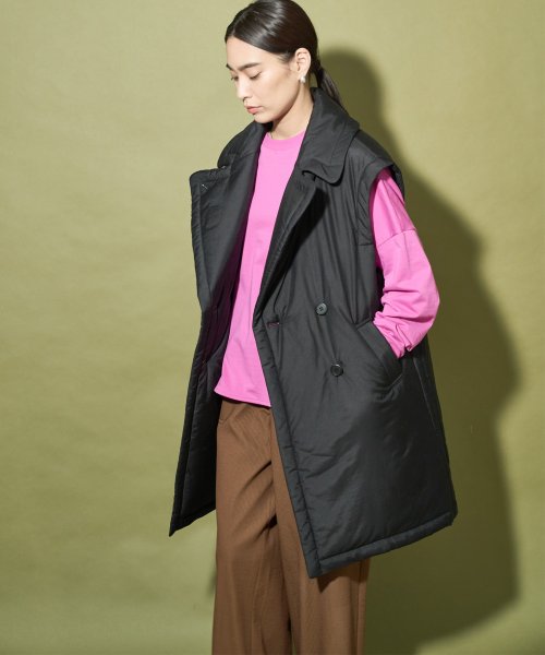 【Audrey and John Wad】コットンシルク厚中わたビッグカラーベスト 