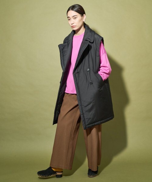 【Audrey and John Wad】コットンシルク厚中わたビッグカラーベスト 