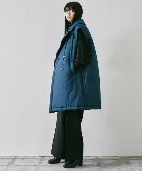 【Audrey and John Wad】コットンシルク厚中わたビッグカラーベスト 