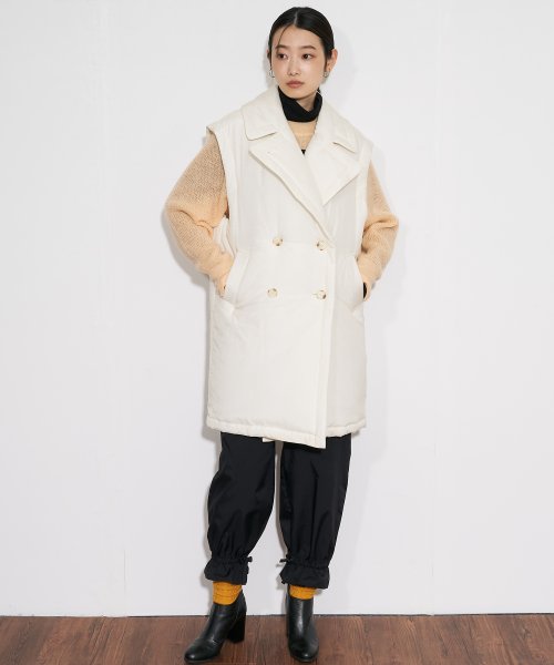 【Audrey and John Wad】コットンシルク厚中わたビッグカラーベスト 