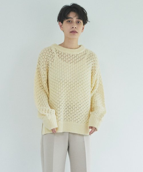 【Audrey and John Wad】レース柄透かし編みニットプルオーバー 
