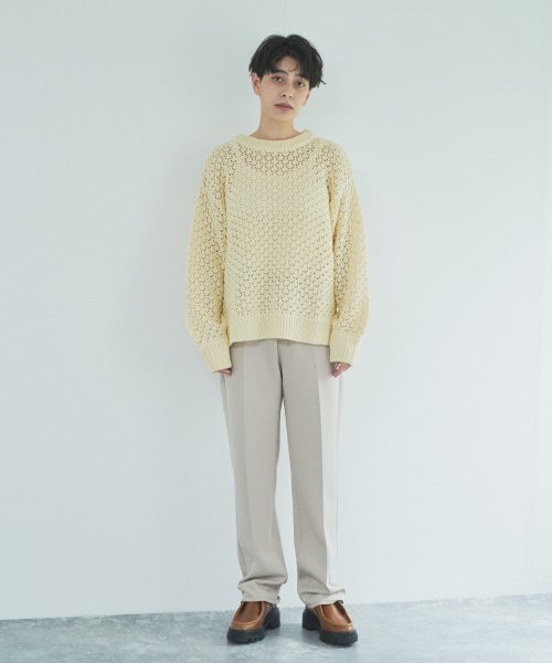 【Audrey and John Wad】レース柄透かし編みニットプルオーバー 